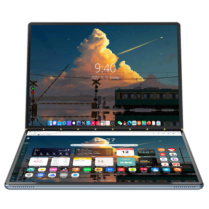 Ruchonin 2-in-1 10.95" 2.5K Dual Screen Touch Laptop CPU Core i3-1215U Win 11 Home 32GB RAM 1TB SSD (Orange)