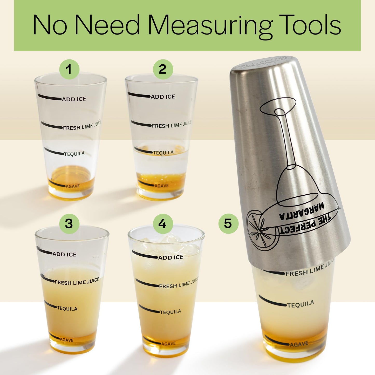 Die perfekte Margarita | Benutzerfreundliches Margarita-Cocktail-Shaker-Set | Rezepte für eine und zwei Personen | Kein Messbecher oder Messwerkzeug erforderlich | Shaker und Handentsafter in Barkeeperqualität | Zubehör für die Hausbar