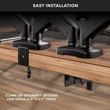 Mount-It! Dual Monitor Desk Mount - Full Motion Gas Spring Arms, Fits 13 to 32 Inch Screens, Holds 17.6 lbs per Arm, Dual Monitor Stand, VESA Mount, C-Clamp & Grommet Base