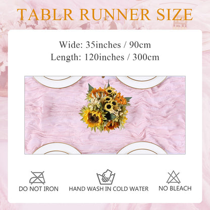SAJOO Tischläufer aus rosafarbenem Käsetuch, 3 m (10 Fuß), Boho-Stil, rustikal, transparent, 3 m (120 Zoll) Tischdekoration aus Käsetuch für Hochzeiten, Brautpartys, Babypartys, Geburtstagsfeiern und als Heimdekoration
