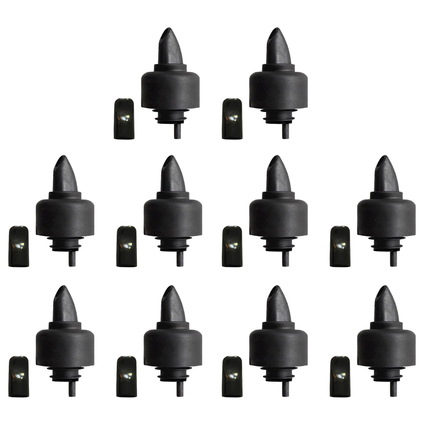 Pure Pour Ausgießer für Spirituosenflaschen – Auslaufsichere Ausgießer mit Staubkappen – Passend für die meisten Flaschen mit Alkohol, Sirup, Olivenöl und Essig – Spülmaschinenfest – 10er-Pack