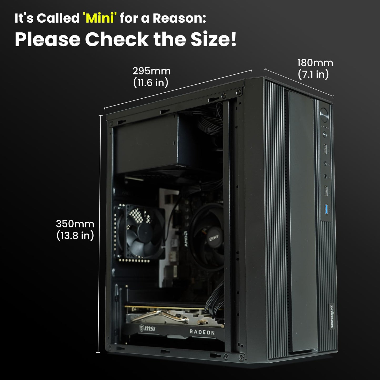 Zalman T6 MINI Compact M-ATX PC Case, Micro-ATX Mini-ITX SFF SFX HTPC Small Form Factor Computer Chassis, USB 3.0, 1 x 80mm Preinstalled Fan, Space Saving Mini Tower Office PC Workstation