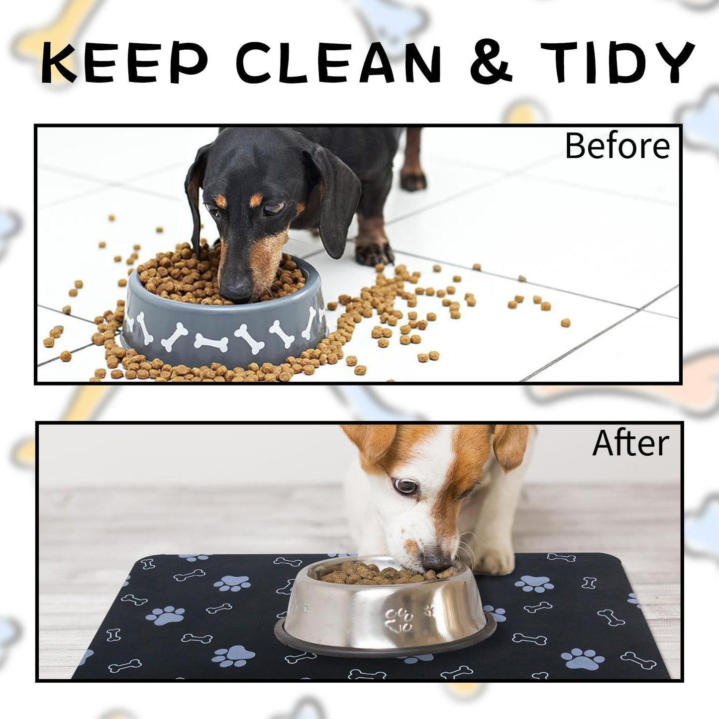 Pet Cat Dog Food Mat Non Slip Mat for Dog Water Bowl Mat Quick Dry Absorbent Cat Feeding Mat, 18.1 * 11.8 in, Dark Grey