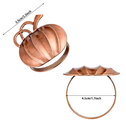 Patelai 6er-Pack Kürbis-Serviettenringe für Thanksgiving, Herbstliche Serviettenhalter, Tischringe für Thanksgiving, Halloween, Hochzeiten, Dinnerpartys, Familienfeiern (Bronze)