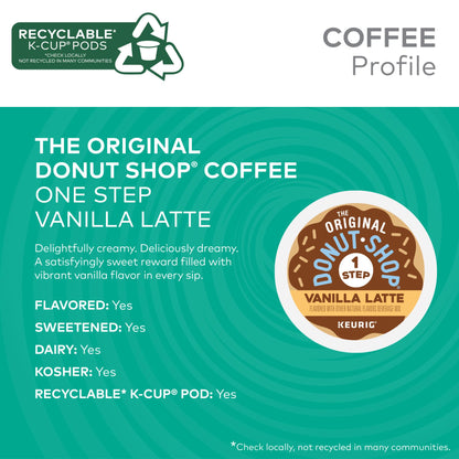 The Original Donut Shop Vanille Latte, Einzelportions-Keurig K-Cup-Kapseln, aromatisierter Kaffee, 20 Stück