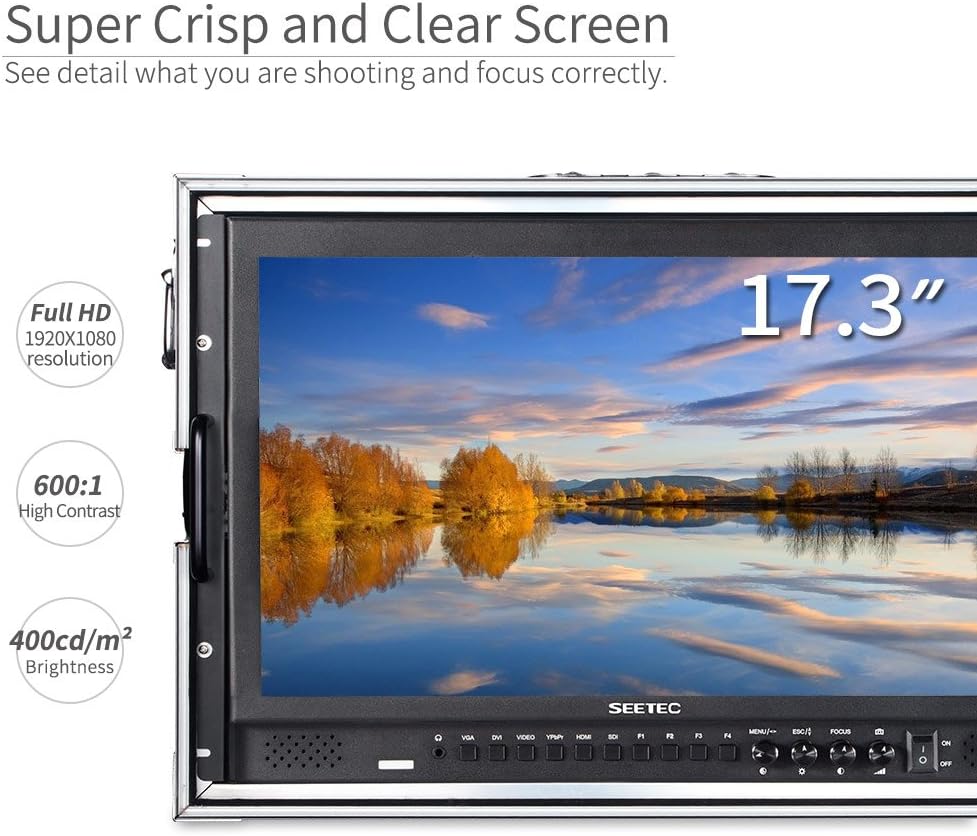 SEETEC P173-9HSD-CO 17.3 Inch Carry on Broadcast Production Director Monitor with 3G-SDI HDMI YPbPr Input and Output Aluminum Design Full HD 1920×1080