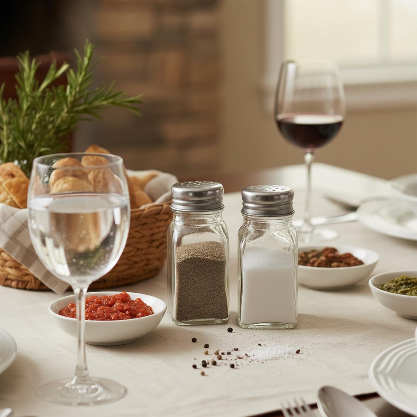 Salt and Pepper Shakers Set Clear Glass, Kitchen Gadgets Cooking Table