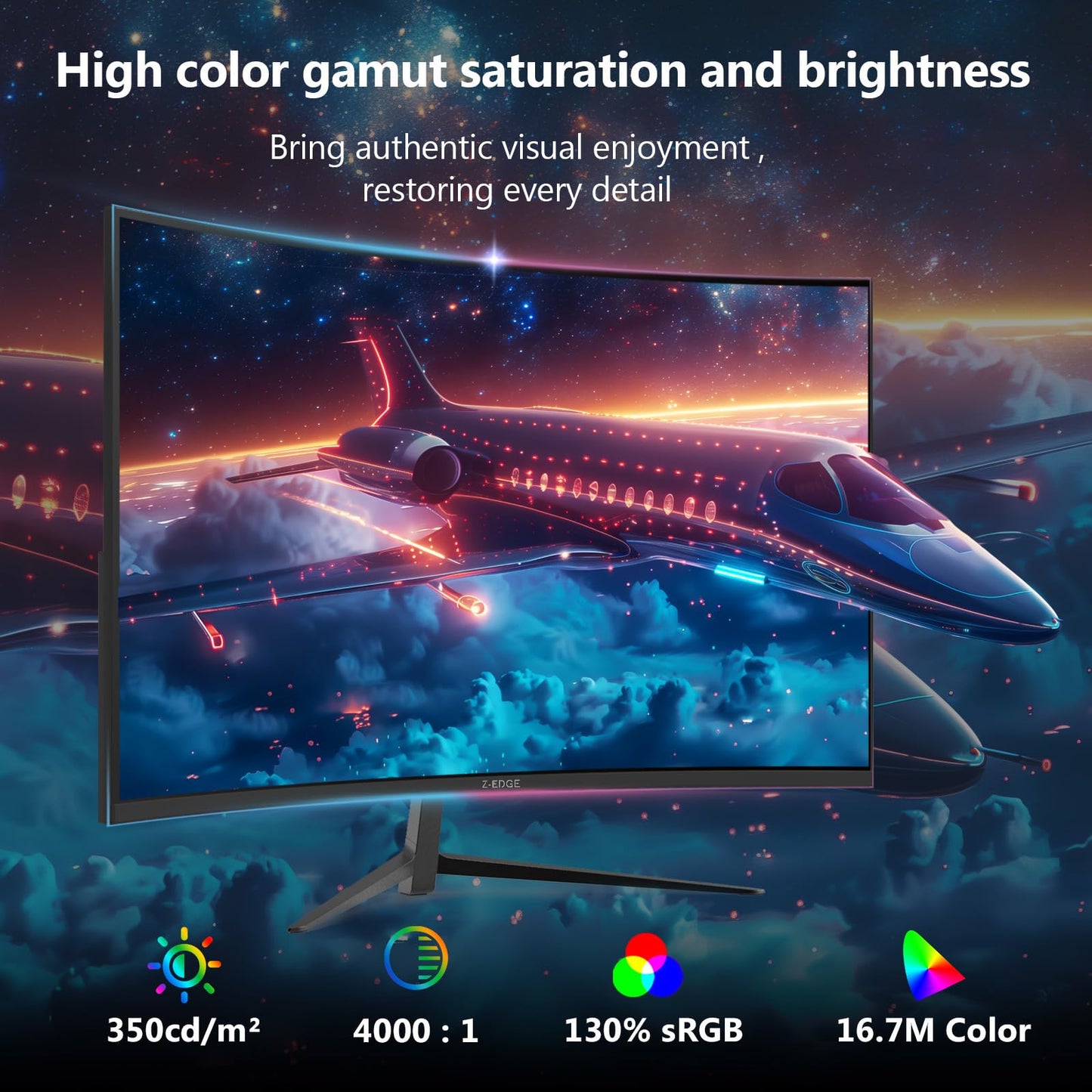 Z-Edge 32 inch Curved Gaming Monitor, FHD 1080P 240Hz Curved Monitor,1500R Computer Monitor, MPRT 1ms Monitor, UG32P 2X DP 1.4 Ports and 2X HDMI 2.0 Ports