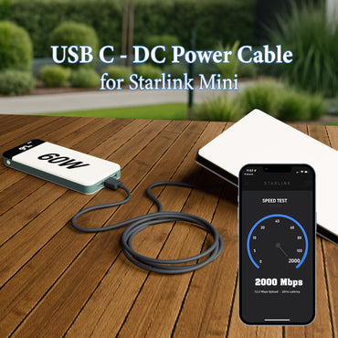 Nedul Starlink Mini USB-C auf DC-Stromkabel, 2 m (6,5 ft) Starlink Mini Typ-C auf Stromkabel, PD 20V Typ-C Eingang auf DC Stecker Ausgang Wasserdicht, Kompatibel mit 65W+ PD 20V Protokoll Netzteil/Stromquelle (2M)