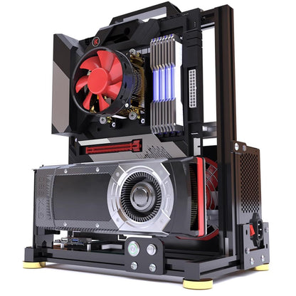 PC Test Bench Open Frame Computer Case, DIY Motherboard Case Rack Aluminum Chassis Support ITX/MATX/ATX(ATX) 120 240 360 Liquid Cooling Vertical Overclocking