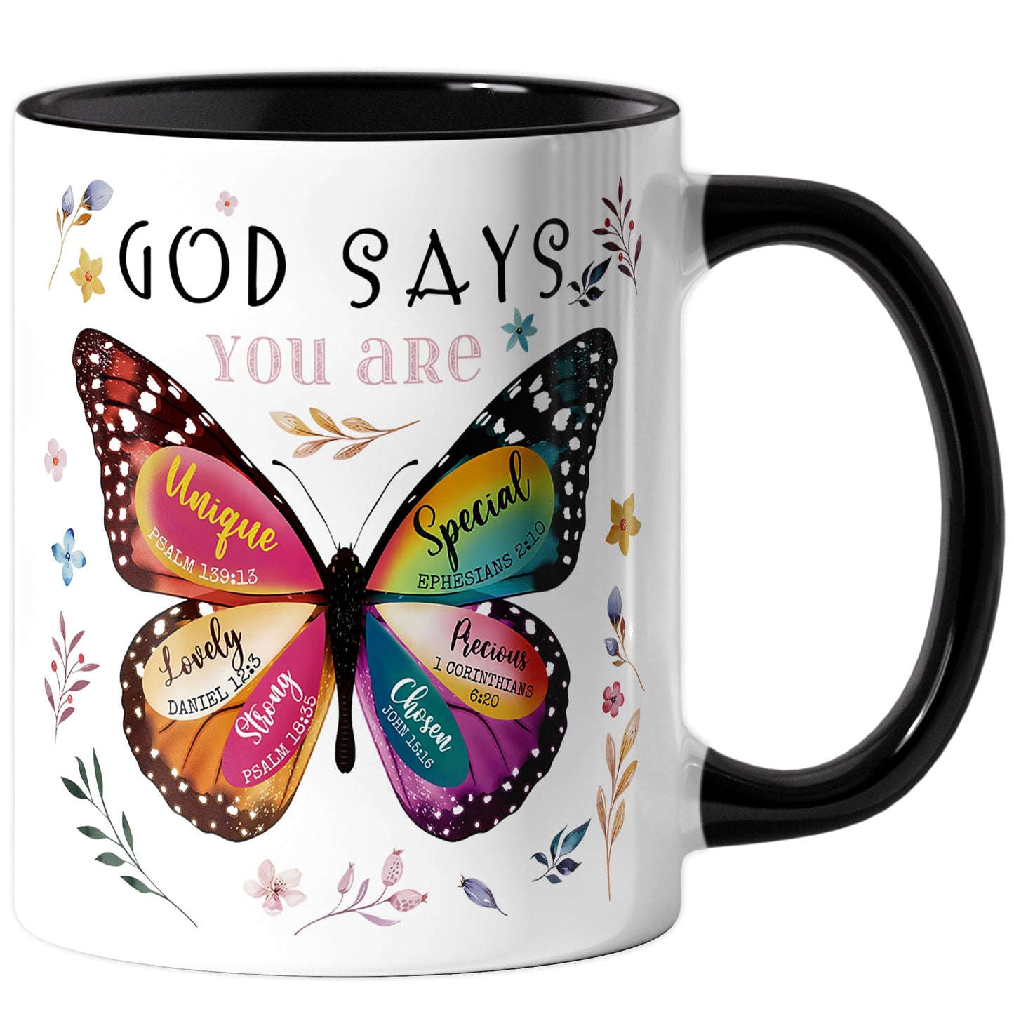 Spwasplo Christian Gifts for Women - Birthday Christian Mug 11oz with Butterfly - Inspirational Religious Catholic Gift for Sister, Friend, Daughter, Mom - Baptism Confirmation Gifts for Girls
