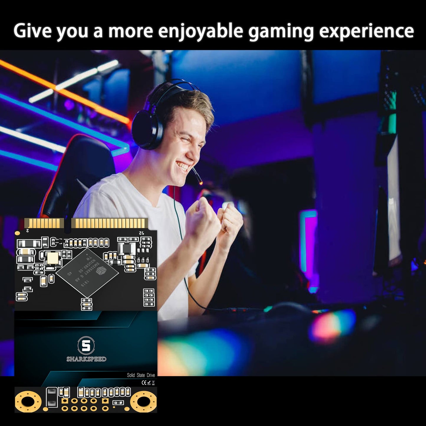 S SHARKSPEED mSATA SSD 1TB SATA 3 6Gb/s 3D NAND Mini Internal Solid State Drive for Laptop PC Desktop (mSATA, 1TB)