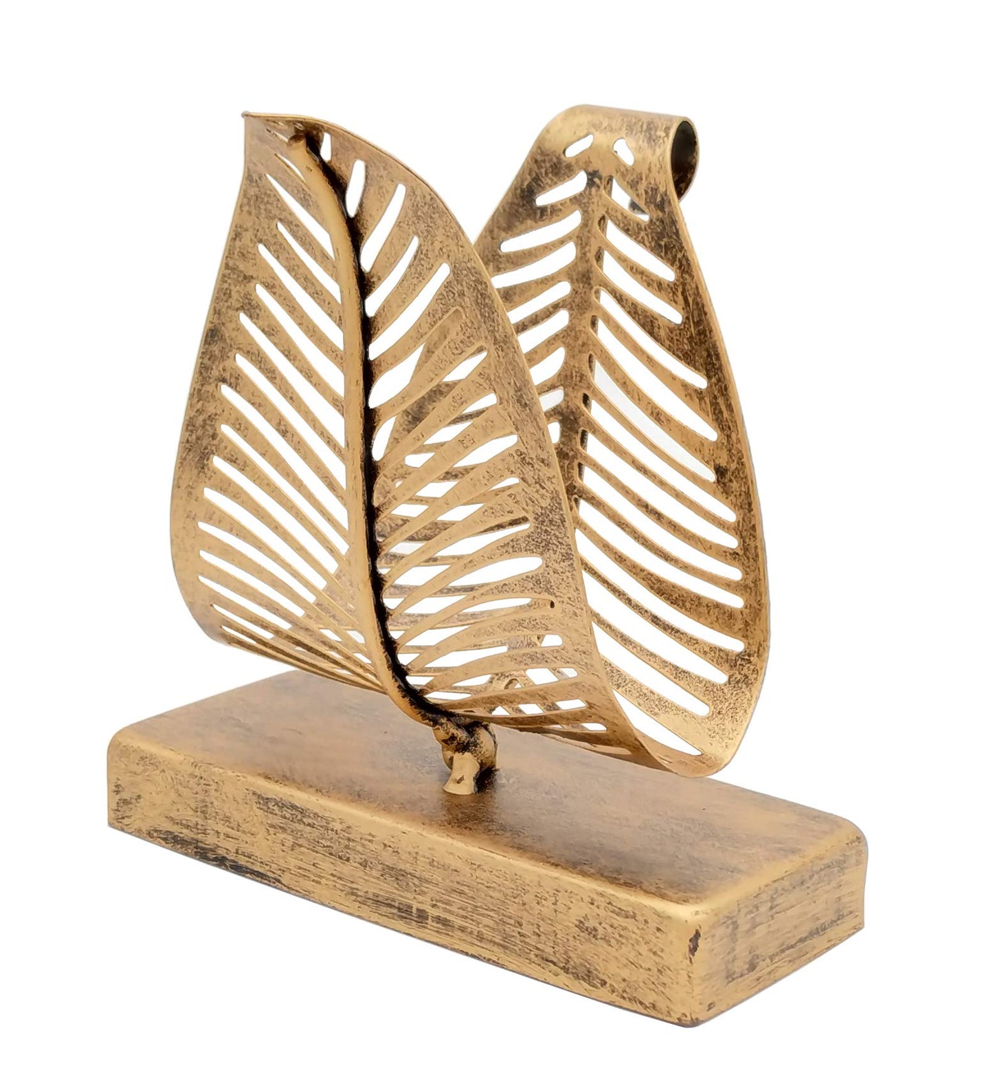 OwlGift Freistehender, moderner Serviettenhalter mit Blattdesign, Tisch-Taschentuchspender, Aufbewahrungsorganizer für Servietten auf der Arbeitsplatte – Bronze