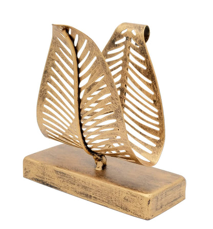 OwlGift Freistehender, moderner Serviettenhalter mit Blattdesign, Tisch-Taschentuchspender, Aufbewahrungsorganizer für Servietten auf der Arbeitsplatte – Bronze