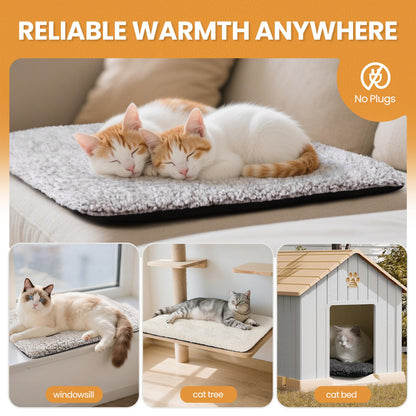Self Warming Cat Bed Self Heating Cat Dog Mat 24 x 18 inch Extra Warm Thermal Pet Pad for Indoor Outdoor Pets with Removable Cover Non-Slip Bottom Washable Non Electric