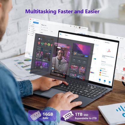 Omnica 2025 Laptop i5, 16 inch Laptop Computer Up to 3.60GHz, Traditional Laptop Computers with 16GB RAM 1TB SSD, FHD 1920x1200, 180° Angle Open, Backlit Keyboard, Lap top for Student Business Work