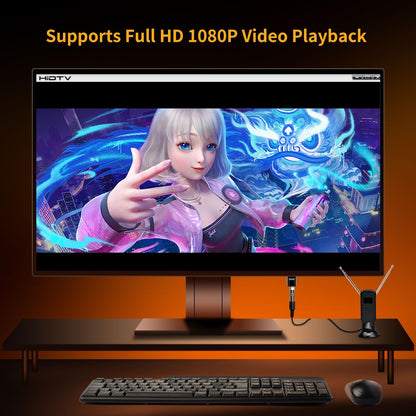 Mygica A681B USB 2.0 TV Tuner Card, ATSC HD Digital External HDTV Tuner Stick Dongle Adapter for Windows PC Computer + Laptop + Android TV - Black