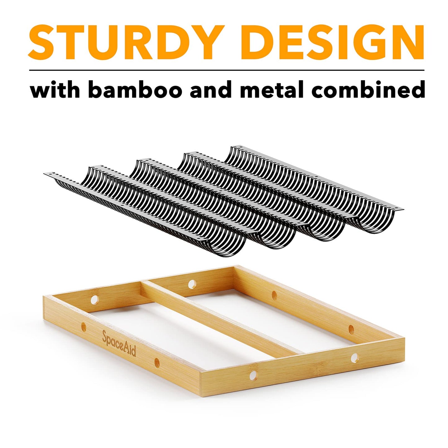 SpaceAid Coffee Pod Holder Drawer Organizer for Nespresso Vertuo Capsule, Bamboo Holder Tray Storage for Nespresso Vertuo, Compatible with 40 Big or 52 Small Vertuoline Pods (Drawer Insert)