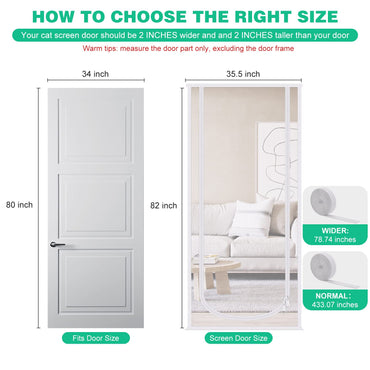 Verstärkte Katzenschutztür, 35,5 x 82 Zoll (ca. 90 x 208 cm), robuste, haustiersichere Tür mit beidseitigem Reißverschluss, verhindert, dass Hunde und Katzen aus dem Haus, Schlafzimmer, Wohnzimmer, Küche oder von der Terrasse entkommen.