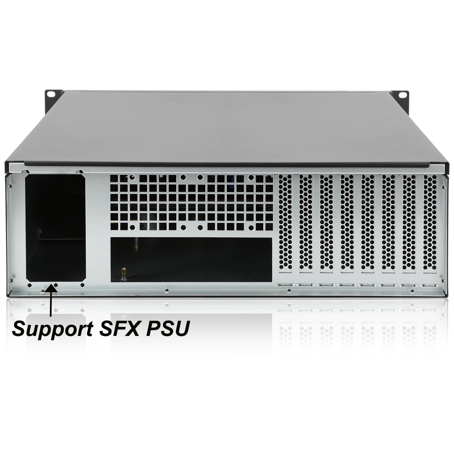 RackChoice 3U rackmount Server Chassis Support Liquid Cooling Compatibility up to Elevated 360mm Radiator Support SFX PSU/ATX/MicroATX/Mini-ITX MB