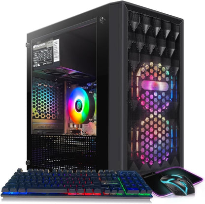 STGAubron Gaming-PC, Desktop-Computer, Radeon RX 580 8G GDDR5, Intel Core i5-9400F bis zu 4,1 GHz, 16 GB DDR4-Arbeitsspeicher, 512 GB SSD, 600M WLAN, Bluetooth 5.0, 2 RGB-Lüfter, Windows 11 Home
