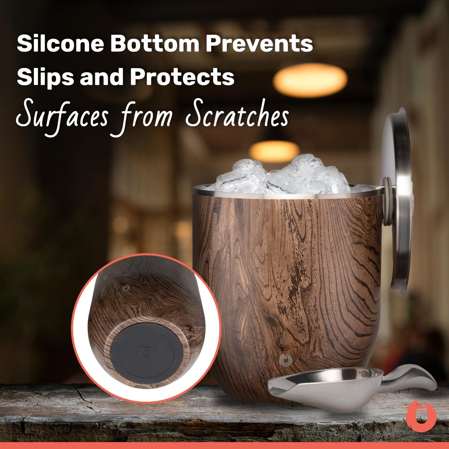 SNOWFOX Plus, Premium Vacuum Insulated Stainless Steel Ice Bucket with Lid/Scoop,Home Bar Accessories,Elegant Bartending Ice Buckets for Parties,Beautiful Outdoor Entertaining Supplies,3L,Matte Black