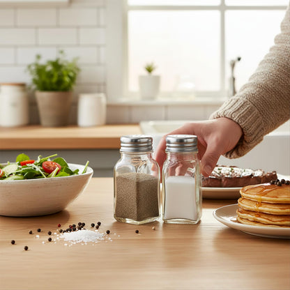 Salt and Pepper Shakers Set Clear Glass, Kitchen Gadgets Cooking Table