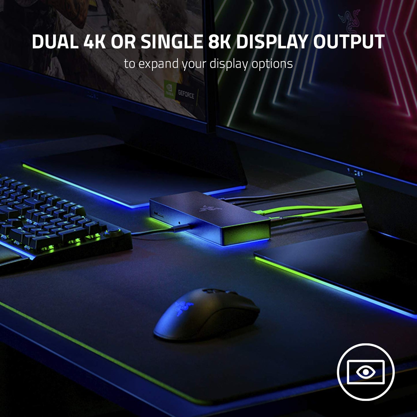 Razer Thunderbolt 4 Dock: 10 Anschlüsse in 1 – Dual-4K- oder Single-8K-Videoausgang – USB-A- und USB-C-Hub, 2,5-GbE-Thunderbolt-3-Anschluss, kompatibel mit Mac und PC – Thunderbolt-4-zertifiziert – Passthrough-Ladefunktion – Chroma