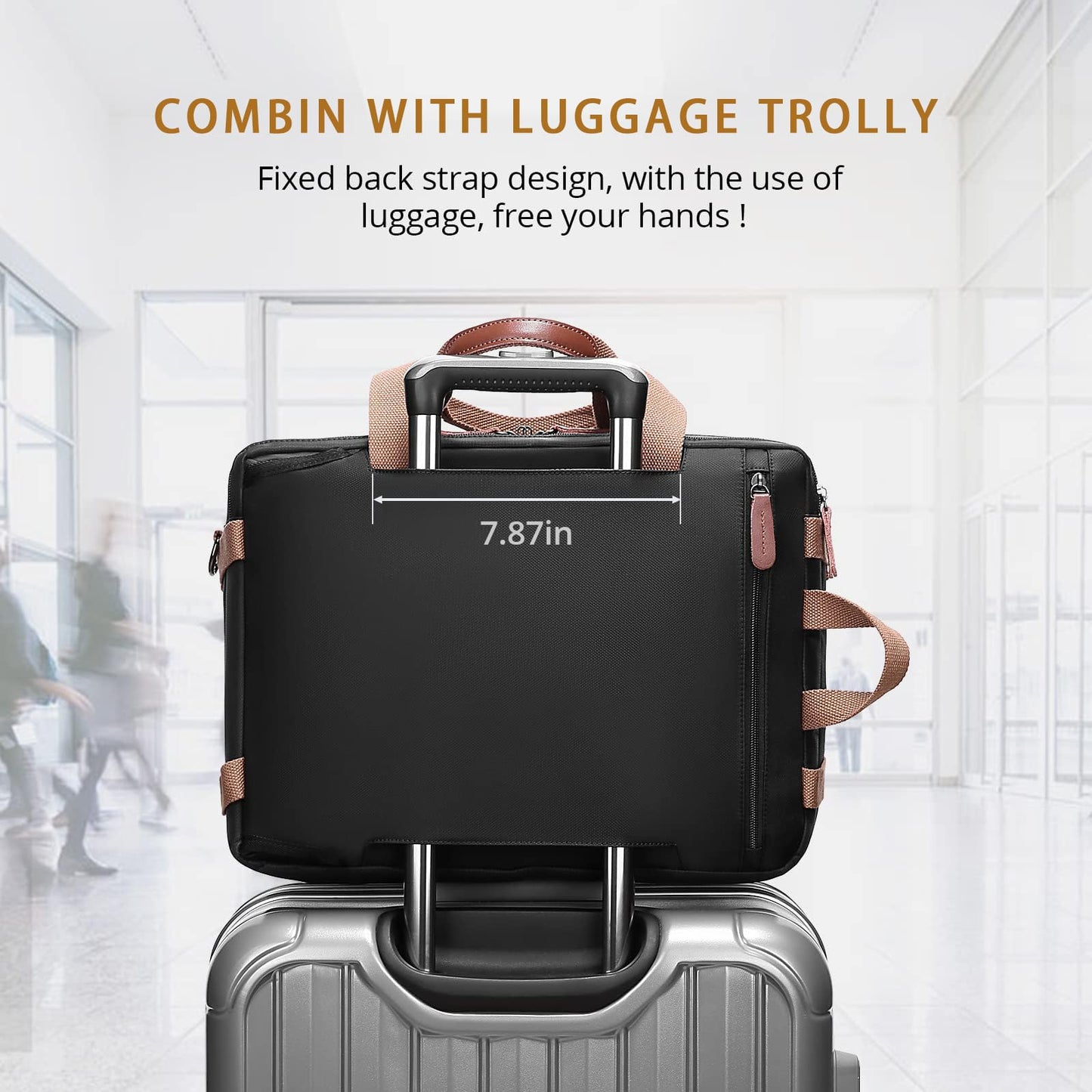 MOLNIA 3 in 1 Laptop Bag for Men, 17.3 Inch Work Bags for Men, Laptop Backpack, Briefcases, Messenger Bag, Computer Bags for Laptops for Men Women, Black