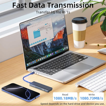 SEINIKAY M.2 NVME Enclosure, Tool-Free USB 3.2 Gen 2 (10 Gbps) to NVME Adapter with Heat Sink, 10Gbps Speed, Plug and Play, 16TB Expansion, with C-C to A Cable