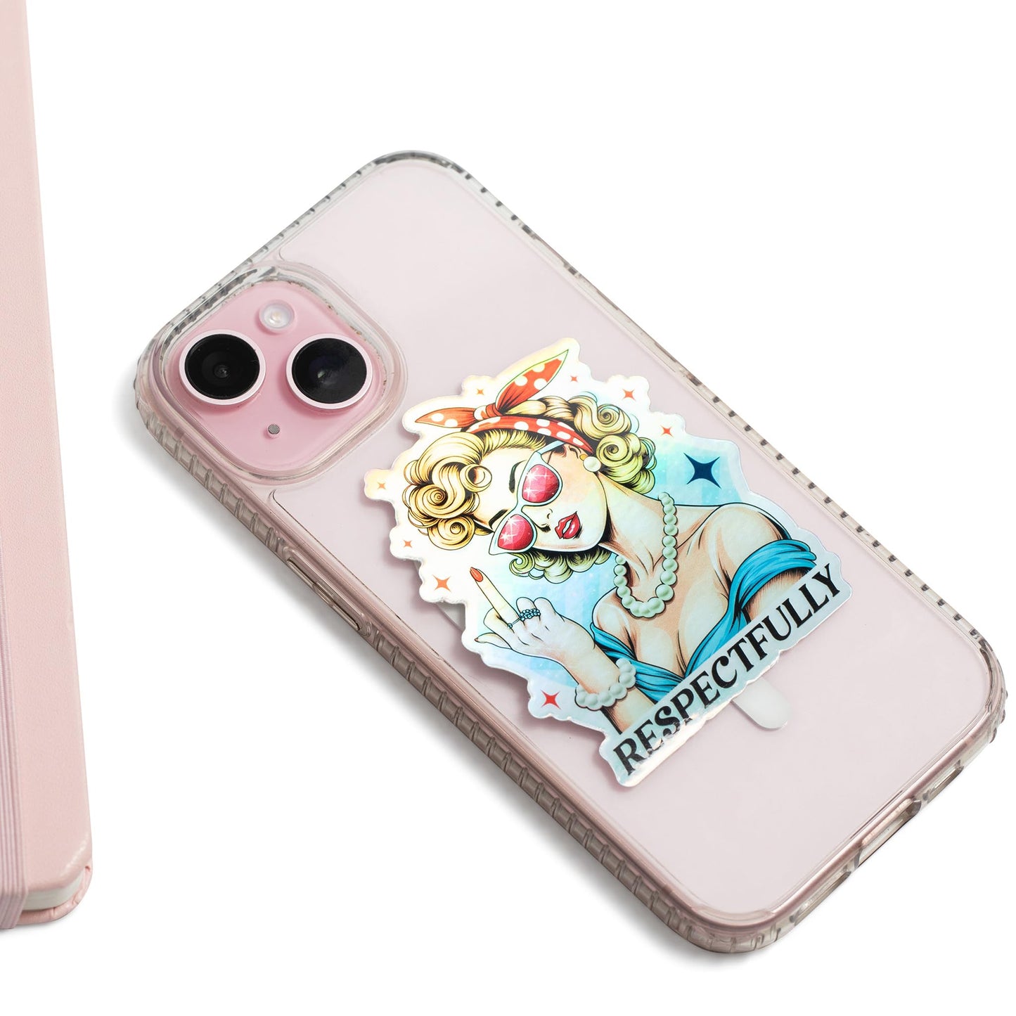 Holografischer Aufkleber „Respektvoller Mittelfinger“ – Lustiger Meme-Aufkleber für Wasserflaschen – Wasserfeste, coole Aufkleber für Laptops, Bauhelme, Handys, Scrapbooking – 2 Stück