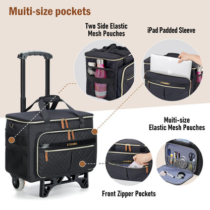 Sydioor Rollwagen für Lehrer, geräumige Tragetasche mit Rollen – ideal für Nähzubehör, Laptop und Bücher