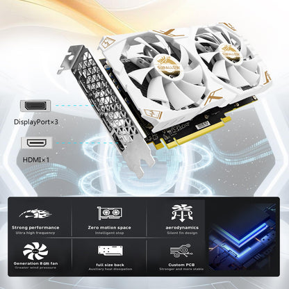 SURALLOW RX 580 8GB Graphics Card, 2048SP,GDDR5,256 Bit Graphics Card for Gaming PC,PCIE 3.0,Twin Freeze Fans Computer Video Card with HDMI/DP/Ports