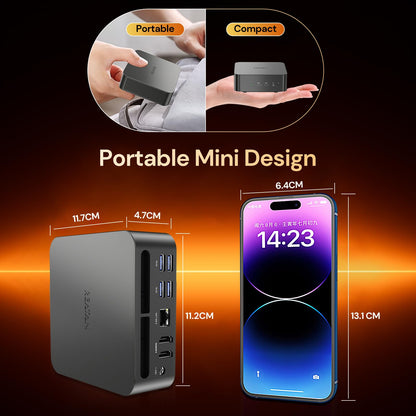 Reatan Mini-PC Gaming AI AMD Ryzen 9 7940HS 64 GB DDR5 2 TB (2 x 1 TB) NVMe SSD 5600 MHz RAM, Desktop-Mini-Computer, Radeon 780M Grafik, 2,5 Gbit/s LAN, USB 4.0, HDMI 2.1, 8K USB 4.0 Wi-Fi 6E/BT 5.3