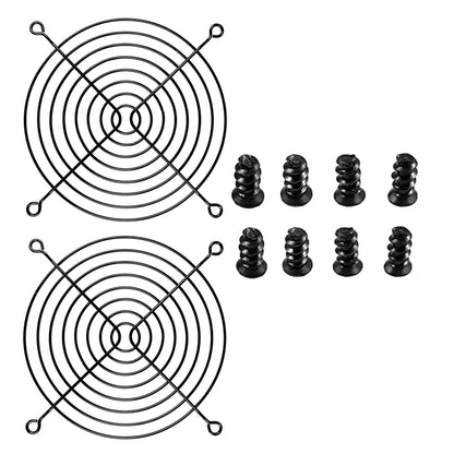 Nivithi 120mm Lüftergitter, PC-Lüfterabdeckung, Schwarzer PC-Lüftergitterschutz, Metall Silber Schwarz Ersatzschrauben, für PC-Lüfter, 2er-Pack.