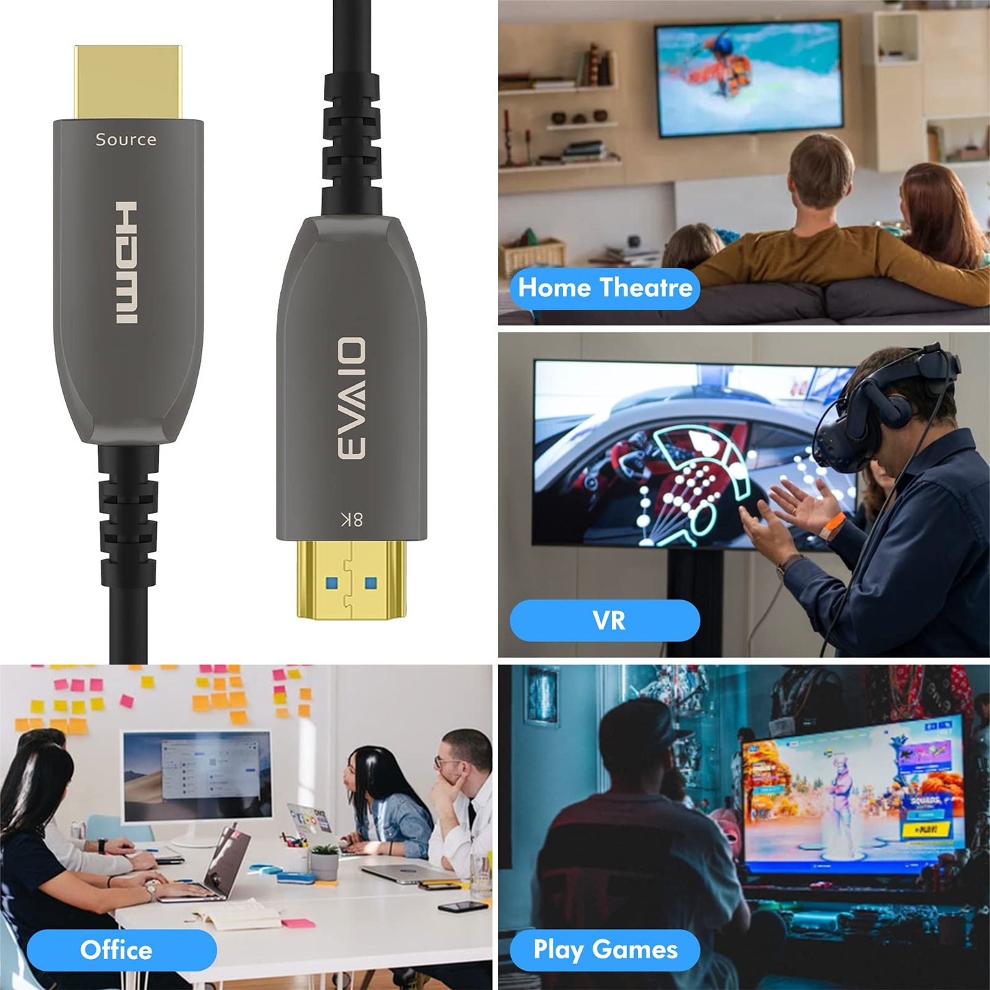 Glasfaser-HDMI-Kabel, 30 Meter, HDMI 2.0, 18 Gbit/s, unterstützt 4K bei 60 Hz, 4:4:4/4:2:2/4:2:0, HDR10, Dolby Vision, HDCP 2.2, ARC, 3D, schlank und flexibel 
