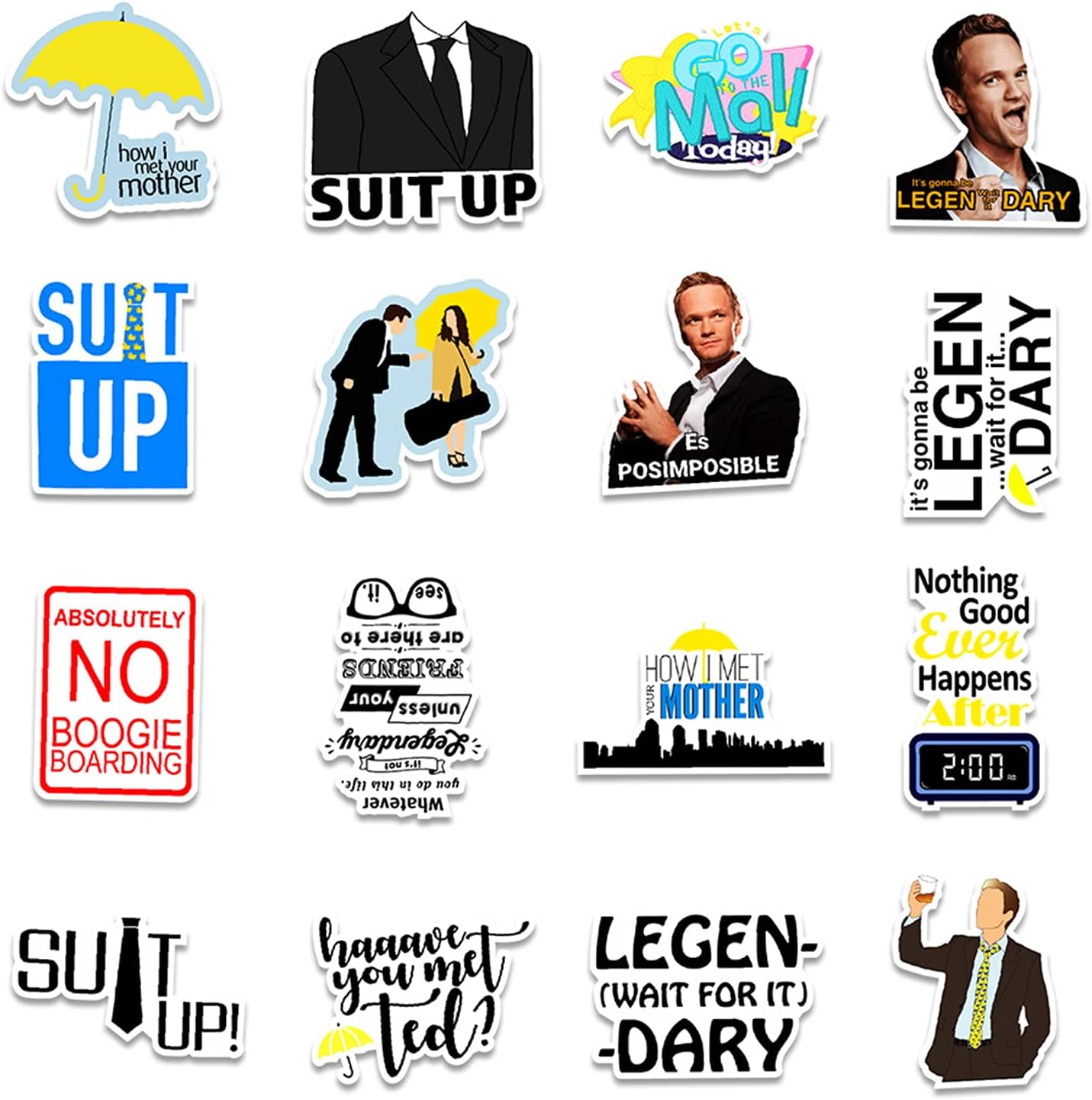 50 Pcs How I Met Your Mother Stickers - Water Bottle, US TV Waterproof Cute Aesthetic Vinyl Laptop Luggage Skateboard Computer Stickers for Teens Girls