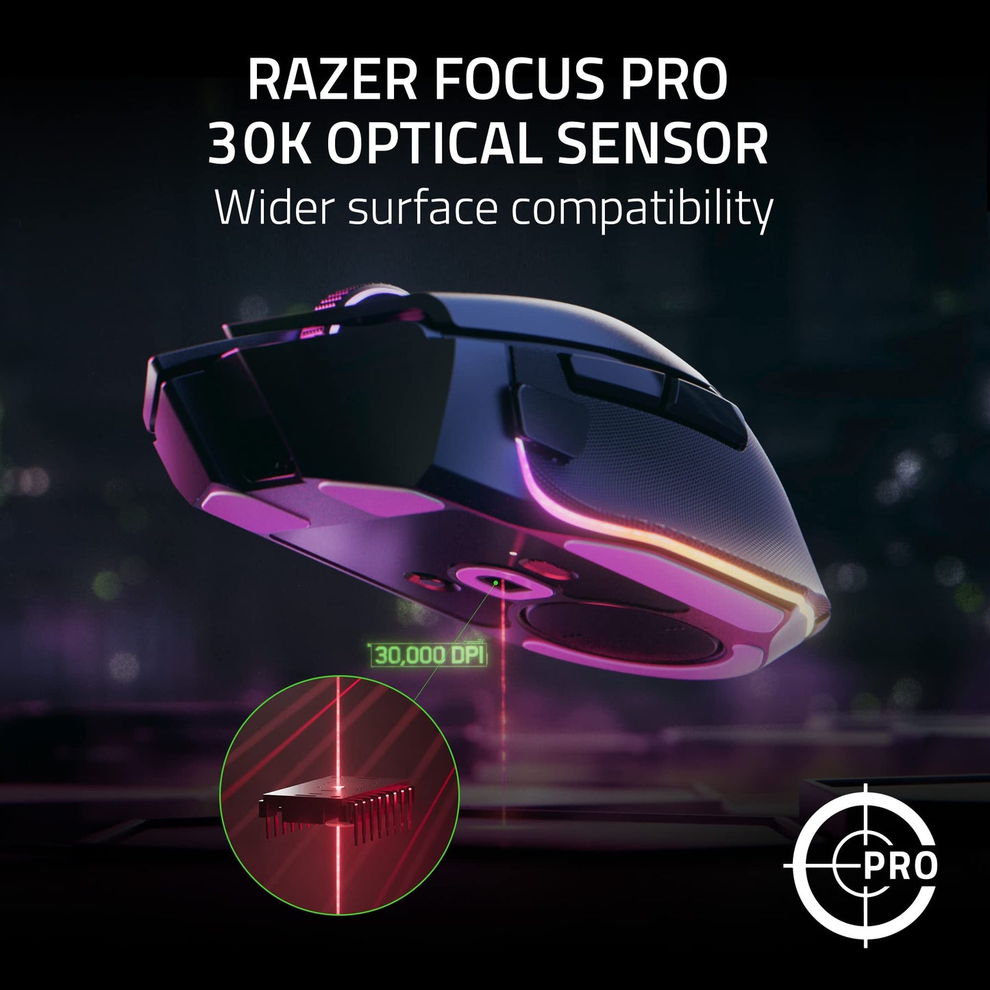 Razer Basilisk V3 Pro Kabellose Gaming-Maus: HyperScroll-Neigungsrad – Optischer Sensor mit 30.000 DPI – Optische Schalter der 3. Generation – 13-Zonen-Chroma-RGB-Beleuchtung – 13 programmierbare Tasten – 3 Verbindungsmodi – Schwarz