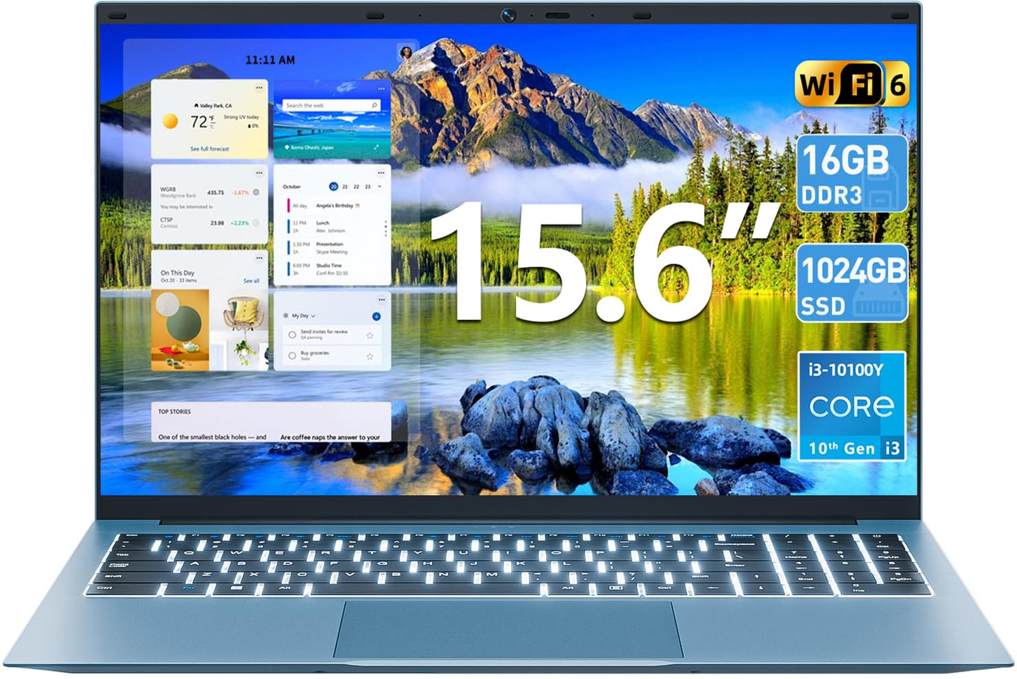 SGIN 15.6 Inch Laptop 16GB RAM 1024GB SSD, Laptops Computer with Core I3, Win 11, Portable Notebook, IPS FHD Display, WiFi 6, 180° Open Angle, Backlit Keyboard