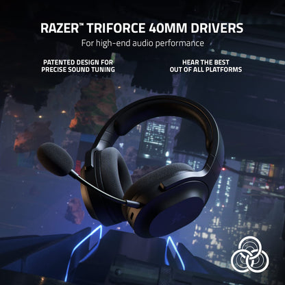Razer Barracuda X Kabelloses Gaming- und Mobil-Headset (PC, PlayStation, Switch 2, Android, iOS): 2,4-GHz-Funkverbindung + Bluetooth – Leicht – 40-mm-Treiber – Abnehmbares Mikrofon – 50 Stunden Akkulaufzeit – Schwarz