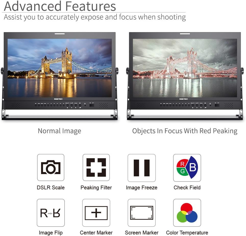 SEETEC P215-9HSD-192 21.5 Inch Broadcast Production LCD Monitor 3G SDI 4K HDMI Input and Output IPS Full HD 1920x1080