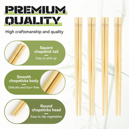 9.5 Inch X 5 Pairs Chopsticks,Reusable,Simplea and Minimalistic Design,More Size Choices 7"/9.5"/12"