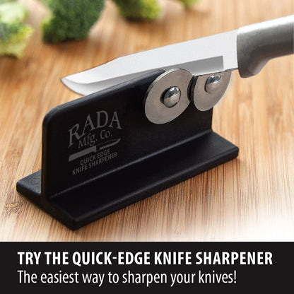 Rada Cutlery Quick Edge Knife Sharpener (R119), 3.5"x2", Stainless Steel Wheels, Made in USA
