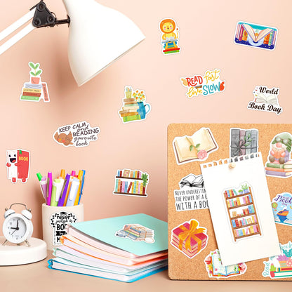 STKJoviale 200 PCS Book Stickers for Kids, Reading Stickers for Students Bookish Stickers for Laptop Water Bottles Book Accessories Vinyl Stickers for Book Lovers Gifts