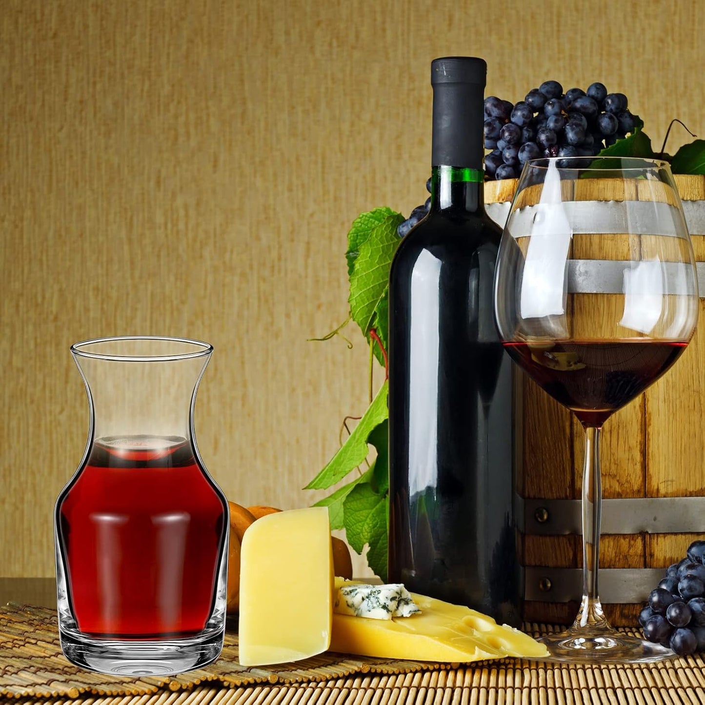 12 Pack Single Serving Wine Carafe Glass Small Mini Carafe Individual Wine Refill Decanter for Dinner Parties Tastings Bars Restaurants (6.5 oz)