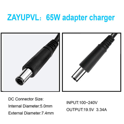 ZAYAUPVL 65W 7.4mm Tip Replacement AC Adapter for Dell Latitude 3190 7470 5580 7280 LA65NS2-01 E5570 E7450 E6430 E6410 E6440 E7440 E7470 E5440 E5470 E7240 Laptop Power Supply Cord