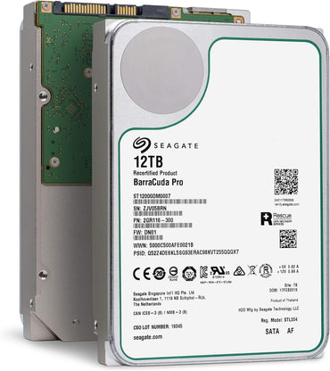 Seagate BarraCuda Pro 12TB Internal Hard Drive Performance HDD - 3.5 Inch SATA 6 Gb/s 7200 RPM 256MB Cache for Computer Desktop PC Laptop - Frustration Free Packaging (ST12000DM0007) (Renewed)