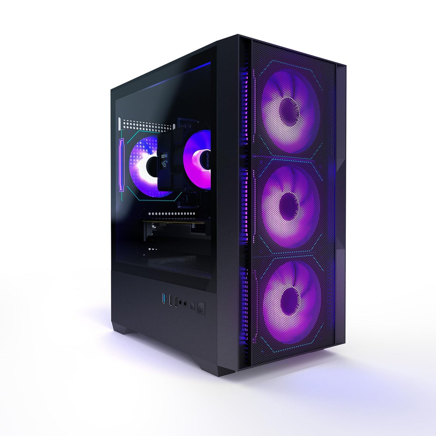 OKAMUS Gaming PC, i7 CPU, RX 590 8GB Graphics, 1TB NVMe SSD, 32GB DDR4 ECC RAM, RGB Fans, 550W PSU (i7+RX 590+1T +32G)