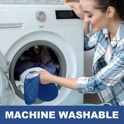 2-Pack Silicone Pot Holders for Kitchen Heat Resistant up to 500°F, Non-Slip Large Hot Pads with Pocket, Quilted Liner Trivets for Countertops Hot Pots and Pans (Gray)