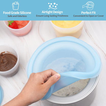 PUREKRA Silikondeckel für Cuisinart 2-Quart-Gefrierschüssel, 2er-Pack wiederverwendbare Deckel für Cuisinart Eismaschine, spülmaschinen-, mikrowellen- und gefriergeeignet, Küchenzubehör